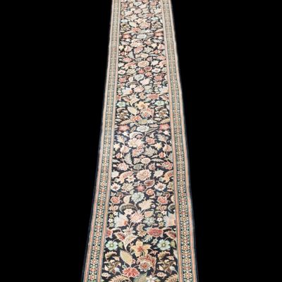 Hand-Knotted Wool Persian Runner ~18.5'