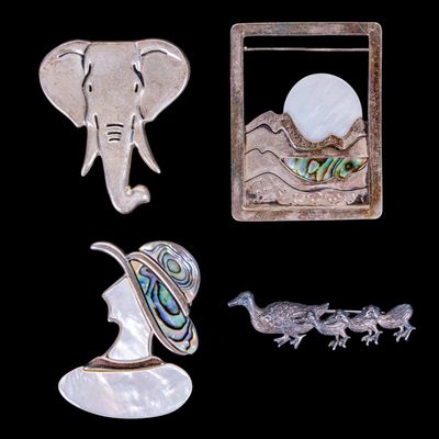 Zelandia & Sterling MOP Brooches