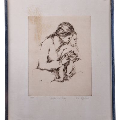 'Mother and Baby' AP by Lila Copeland (Am 1912-78)