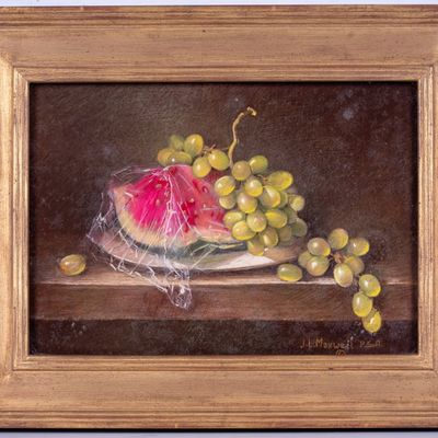 June L Maxwell Pastel Fruit Still Life Framed