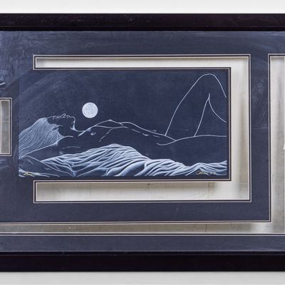Nude Drawing on Paper with Cut Out Mat, Signed