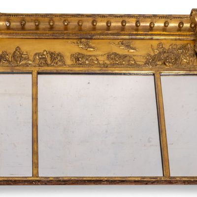19th C George III Style Giltwood Overmantle Mirror