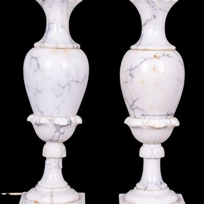 Vintage Marble Table Lamp Pair