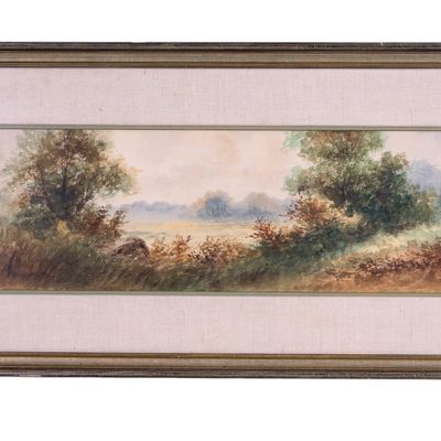 Panoramic Watercolor Painting, Signed