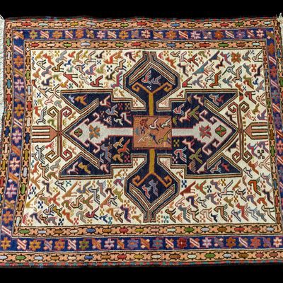 Unusual Figural Sumak Area Rug / Mat