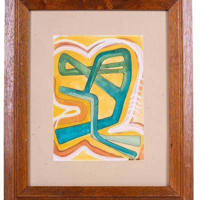 Signed Abstract Expressionist Mixed Media Painting