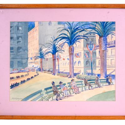 Watercolor Cityscape by Eliot B. Moses (Am 20th C)