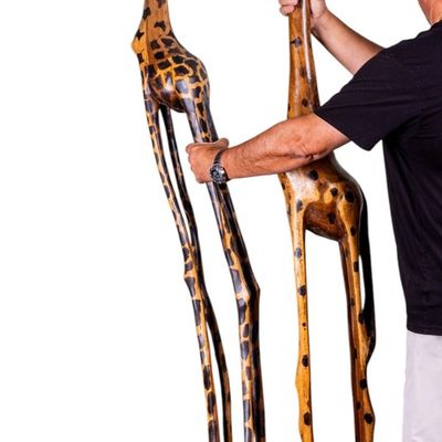Carved and Painted Wood Giraffe Statues