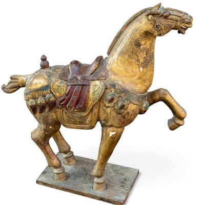 19th Century American Polychrome Carved Horse