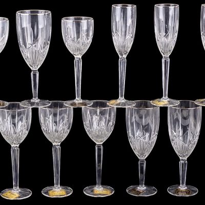15 Noritake Silver Rimmed Crystal Stemware