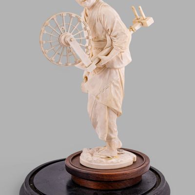Antique Japanese Figure of Woman w/ Spinning Wheel