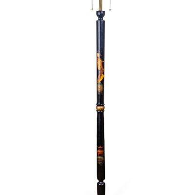 Japanese Lacquered Wooden Floor Lamp