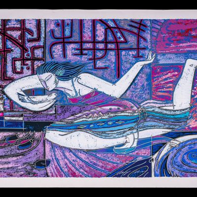 Signed Adrian Wong Shue Songbird Serigraph, Arches