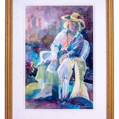 Watercolor Portrait by Shelly Jordan (Am 20th C)