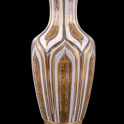 Bohemian Moser Gold & White Vase