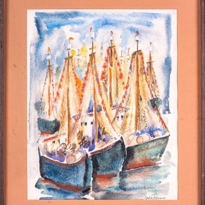 Sailboat Watercolor Lydia M. Reeder (Am 1885)