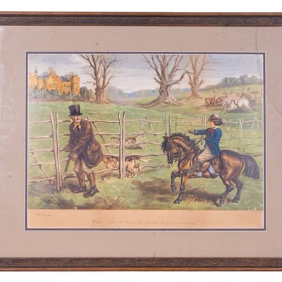 'Hold Hard' Lithograph by John Leech (ENG 1817-64)