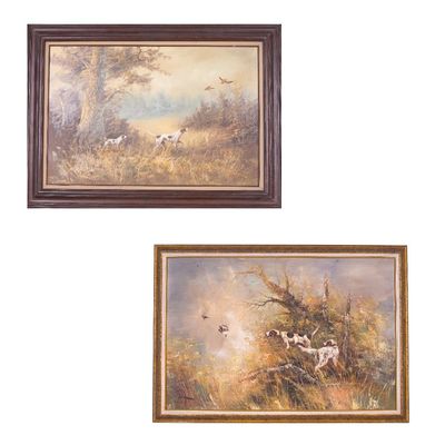 Bird Dog Hunting Scenes Oil on Canvas (2)