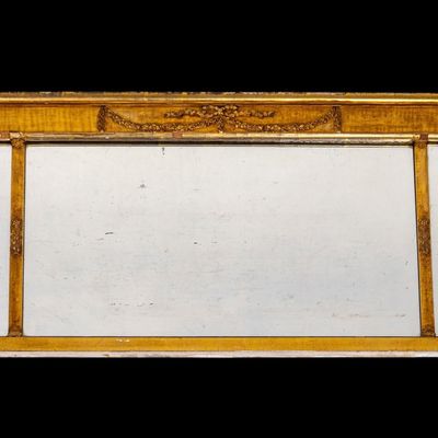 Gold Giltwood & Gesso 3-Panel Over-Mantle Mirror