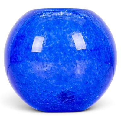 French Cobalt Crackle Glass Globe Signed Degue