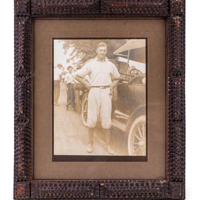 Antique Black Forest/Tramp Art Frame and Photo