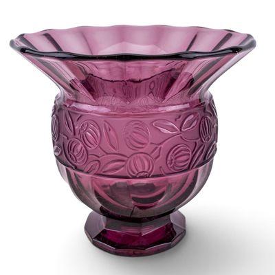 Art Deco Purple Pressed Glass Vase