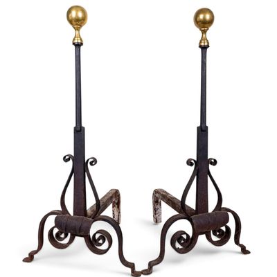Pair of Brass Fireplace Andirons