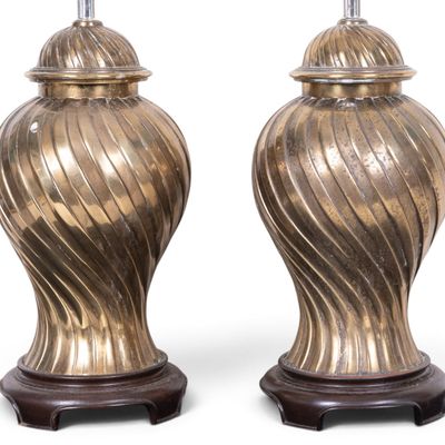 MCM Brass Lamp Pair