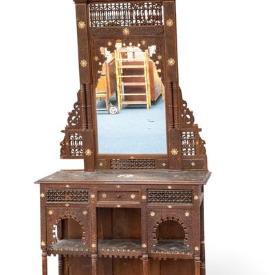 Antique Syrian Console Table w/ Mirror