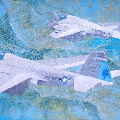 US Marine Jets Oil on Canvas Painting