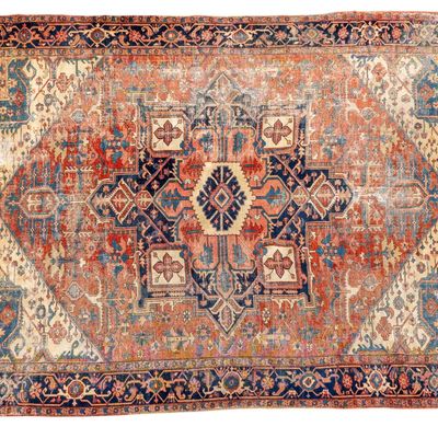Antique Persian Hand-Knotted Heriz Area Rug