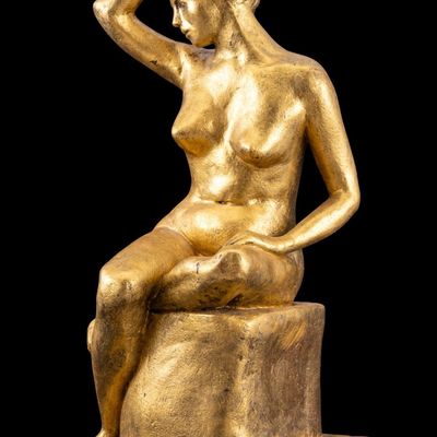 Vintage Gold Painted Nude Statuette