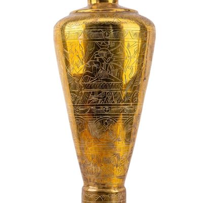 Brass Egyptian Revival Engraved Brass Vase