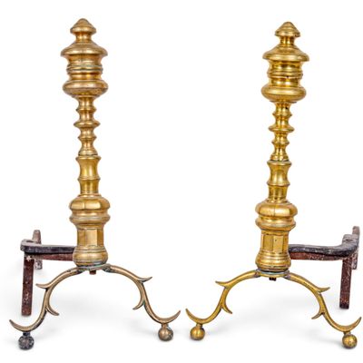 Antique Connecticut River Valley Brass Andirons