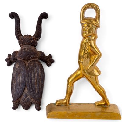 Cast Iron Beetle Boot Jack & Brass Doorstop