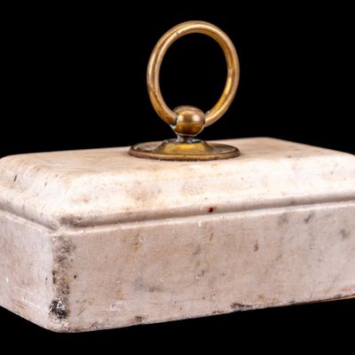 Marble Doorstop w/ Brass Ring Handle