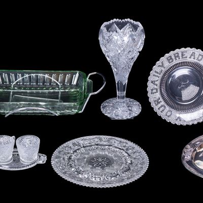 Pressed Glass Dinnerware, Serving Assortment 10pcs