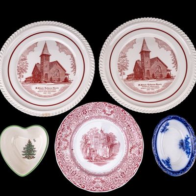 English Pottery, Spode Xmas Bowl, PA Church Plates