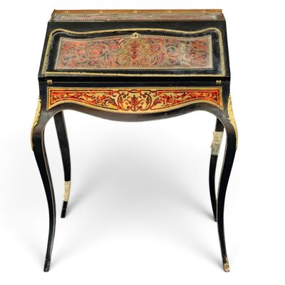 Antique 19C Boule Ladies Drop-Front Desk