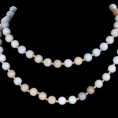 14K Gold & Natural Jade Chinese Bead Necklace