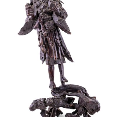 Antique Chinese Carved Hardwood Statuette