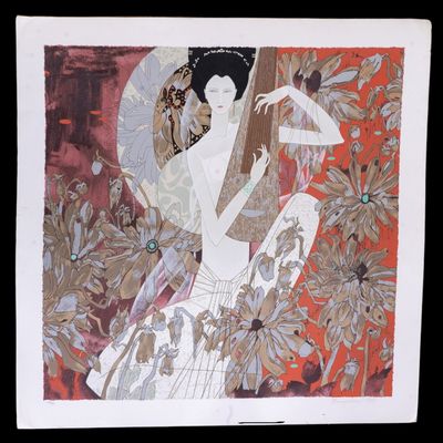 Signed Huang Guanyu "Melody in White" Serigraph