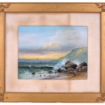 Seascape Pastel by W. H. Chandler (Am 1854-1928)