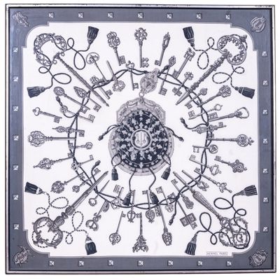 Hermes Paris "Les Cles" Silk Scarf Cathy Latham