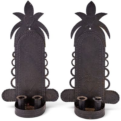 Pair of Punched Tin Wall Sconces