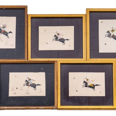 19th Hand Painted Persian Framed Panels (5)