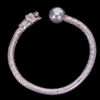 Sterling Silver Panther Head Bangle Bracelet
