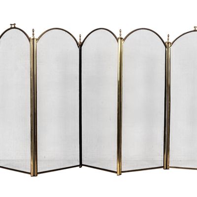 Vintage Brass and Mesh Fireplace Screen