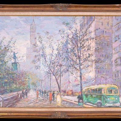 Signed Mid-Century NYC O/c