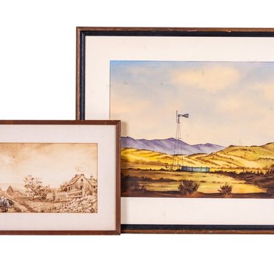 Early Inkwash and Mid Century Watercolor Paintings